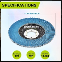 Disk Flap Aluminium Zirkonia Premium 4.5x 7/8 Inci, Disk Pengamplasan Berkualitas Tinggi, Disk Pengamplasan Las untuk Baja Tahan Karat