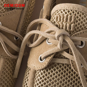 Classic Beige Mesh Boat Shoes Ultra Breathable Suede Leather Trim Moccasins Lightweight Slip On Casual Deck Shoes Summer Flats - Product Image 2