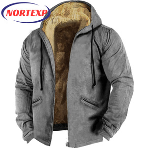 Multicolore tinta unita <span class=keywords><strong>felpa</strong></span> <span class=keywords><strong>con</strong></span> cappuccio stampata 3D <span class=keywords><strong>con</strong></span> fodera in pile <span class=keywords><strong>marrone</strong></span> cappotto di cotone ricamato e sbuffato inverno formato XL - Product Image 3