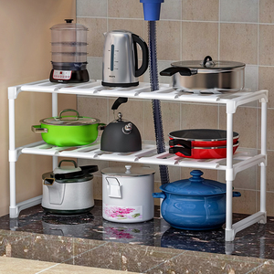 Étagère <span class=keywords><strong>de</strong></span> <span class=keywords><strong>rangement</strong></span> multifonctionnelle extensible à 2 niveaux pour la <span class=keywords><strong>cuisine</strong></span> et la salle <span class=keywords><strong>de</strong></span> bain, <span class=keywords><strong>sous</strong></span> l'évier, vente en gros - Product Image 4