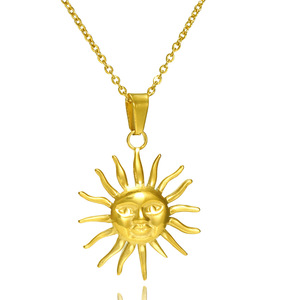 <span class=keywords><strong>Retro</strong></span> 18K PVD chapado en oro Irregular girasol sol colgante encanto Acero inoxidable sol Collar para mujer hombre - Product Image 3