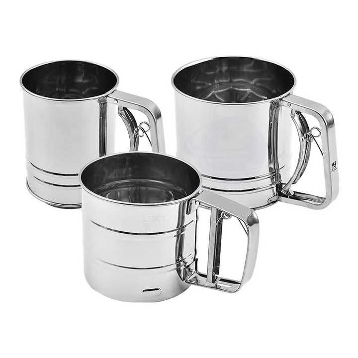 Custom Kichen Accessories Flour Sieve Wholesale Flour Sifter Stainless Steel Commercial Hand Crank Flour Sifter