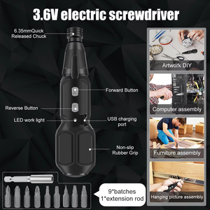 3.6V <span class=keywords><strong>USB</strong></span> Có Thể Sạc Lại Hộ Gia Đình Không Dây Điện Tuốc Nơ Vít Bộ Điện Vít Trình Điều Khiển - Product Image 5
