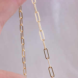 진짜 14K 골드 필드 플랫 길쭉한 직사각형 링크 체인 두꺼운 각인된 페이퍼클립 체인 미니멀리스트 DIY 목걸이 주얼리 - Product Image 5