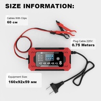 Chargeur de batterie de voiture et de moto 12V 8A affichage numérique Intelligent chargeur de batterie au plomb entièrement automatique UK US AU EU