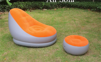 Sofá PUF inflable portátil de estilo japonés al por mayor con tapicería de tela otomana y función plegable