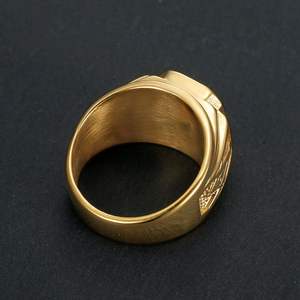 Tempusort Groothandel Vintage 18K verguld zwart glas vrijmetselarij AG roestvrijstalen ringen mode sieraden voor mannen cadeau's - Product Image 4