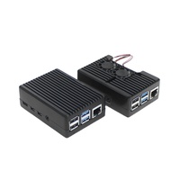 Caja de aleación de aluminio Raspberry Pi 4B, caja protectora de refrigeración con doble ventilador para placa base
