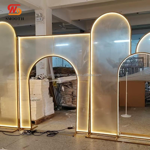 SMOOTH <b>White</b> Led Light Flower Arch Events Stage Flower Display Rack <b>White</b> Metal <b>Stand</b> Backdrop for Wedding Party - Product Image 2