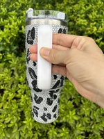 Bouteille isotherme sous vide en acier inoxydable 40 oz avec strass, motif léopard scintillant, coffret cadeau écologique