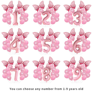 Set Decorazioni Compleanno Rosa all'Ingrosso Palloncini in Film con Fiocco Palloncini Numerati - Adatto per Feste di Bambine da 1 a 9 Anni - Product Image 2