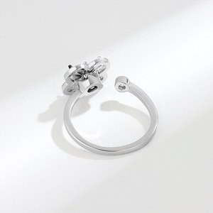 Anillos abiertos giratorios con trébol de cuatro hojas, con circonita cúbica, chapados en oro sobre cobre, joyería antiestrés para mujer, regalo para el Día de San Valentín - Product Image 5