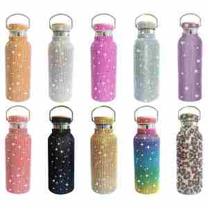 Meilleur Cadeau – Bouteille Thermos Isotherme en Acier Inoxydable 17 oz avec Strass – Design Bling – Tasse de Voyage Sportive Isolée – Cadeaux Personnalisés de Luxe - Product Image 1