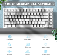 Teclado Mecánico para Juegos Ajazz AK820 con Control de Perilla CNC, Diseño de Montaje Gasket al 75%, Cable USB-C, Retroiluminación LED, Teclas Programables