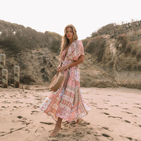 Robe de plage à imprimé floral de style européen pour femmes, col en V, séchage rapide, respirante, ensemble de 3 pièces