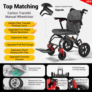 Fauteuil roulant manuel pliable léger simple personnes âgées spécial mobilité ultra-légère voyage en plein air portable poussé à la main - Product Image 6