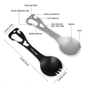 Cuillère-tournevis tactique multifonction EDC <span class=keywords><strong>de</strong></span> haute qualité Baiyuheng pour le camping et la randonnée, avec clé et mousqueton - Product Image 2