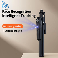 Nouveau 1.8m Extra Long 6 en 1 Télécommande AI Suivi du visage Selfie Stick Trépied avec anneau lumineux pour caméra de téléphone intelligent