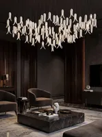 Lustre en verre de luxe, grand luminaire suspendu personnalisé pour hall d'hôtel, villa, escalier, salle à manger