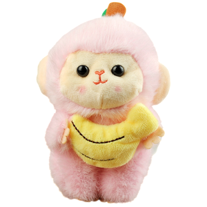 Set di <span class=keywords><strong>2</strong></span> Portachiavi Scimmia in Peluche, Scimmia con Kiwi e Pesca, Ciondolo Morbido Animale Imbottito, Accessorio per Borsa, Regalo - Product Image 6