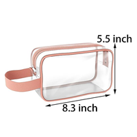Étui à crayons transparent mignon en PVC avec fermeture éclair pour le rangement des crayons, étui portable pour fournitures de bureau pour adultes