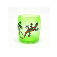 Verre à shot personnalisable en forme de baril, givré, avec base ondulée, motif animalier peint par pulvérisation et décalcomanie, souvenir
