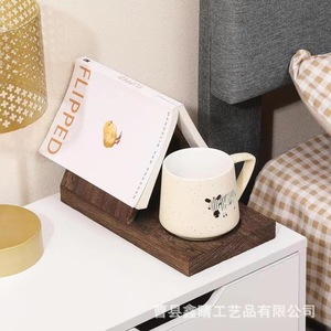 ถาดวางแก้วไม้เนื้อแข็ง, ที่ใส่ที่คั่นหนังสือไม้เพาโลเนียขัดเงา, ที่วางหนังสือสไตล์วินเทจ, ชั้นวางหนังสือ, ชั้นวางหนังสือสำนักงานทรงสามเหลี่ยม - Product Image 4