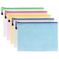 Pochette à fermeture éclair en maille sac de documents dossiers à fermeture éclair en plastique dossier de taille A4 sac de rangement de documents en papier d'examen fournitures scolaires