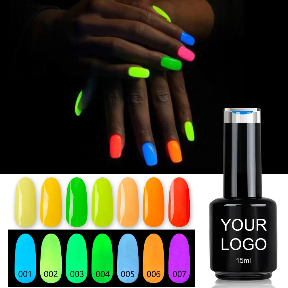 Caixuan 36 Colors Glow In The Dark Gel Polish OEM/ODM Privated Label Nail Gel Uv Gel Polish Colors nails supplies salon