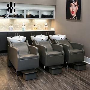 Fashion Shampoo <b>Chair</b> with Thickened Seat Cushion Semi-lying Design Customized Color LOGO Ceramic Basin Shampoo Bed - Product Image 1