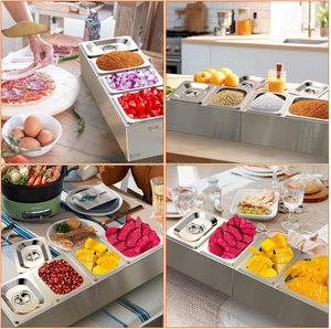 Récipient alimentaire en métal Gastronorm en acier inoxydable GN avec 4 grilles pour hôtel et restaurant <span class=keywords><strong>Buffet</strong></span> ou chauffe-plats Support à 4 grilles - Product Image 5