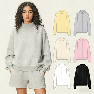 Sweat-shirt à capuche personnalisé avec impression 3D en relief pour femme, col montant, en molleton épais, coupe oversize, style streetwear - Product Image 2