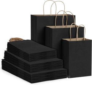 Custom logo Luxury Black Glossy Shopping Paper Bag Wholesale Printed Retail Gift Craft Jewelry Cosmetic Packaging Paper Bags - Product Image 1