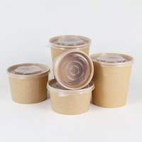Bol en papier kraft jetable écologique imprimé sur mesure, gobelet à soupe, emballage alimentaire à emporter