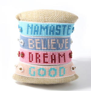 ทำด้วยมือMiyukiพูดคำNAMASTEเชื่อฝันสร้อยข้อมือที่ดีสร้อยข้อมือลูกปัดทอมือDiy - Product Image 2