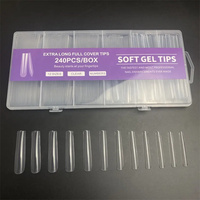 Aillsa OEM Capsules d'ongles en acrylique 240 pièces/boîte, Design French, Courbe Non-C, XL XXL, Formes Coffin, Carré, Stiletto, Super Longues, Demi-doigts et Doigts Entiers