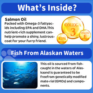 Huile de poisson EPA DHA Oméga 3 pour chiens, entièrement naturelle, <span class=keywords><strong>saumon</strong></span> sauvage, soutien de la peau et du pelage, soins de santé pour animaux de compagnie - Product Image 5