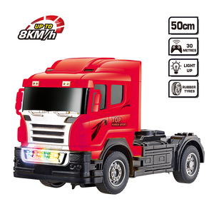 Camion semi-remorque RC 22 pouces à fonctions complètes pour enfants 2,4 G avec lumières, télécommande, transporteur de marchandises, jeux en plein air et aventures routières - Product Image 2