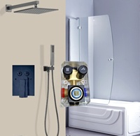 Équipement de douche moderne en acier inoxydable pour salle de bain, mitigeur carré avec jets pluie et pause