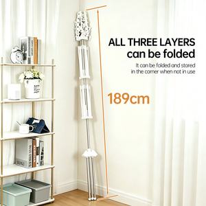 Séchoir à linge pliable en acier inoxydable pour nouveau-né avec design rotatif pour le salon, support à couches - Product Image 3