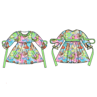 Robe d'été décontractée Zs Bamboo Twirl pour bébé fille, motif dessin animé, manches classiques, personnalisable ODM, respirante