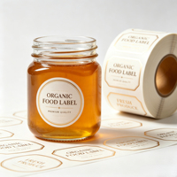 Étiquettes personnalisées en rouleau avec dorure à chaud, autocollantes, pour aliments biologiques, produits frais de première qualité, impression d'étiquettes pour bouteilles et bocaux