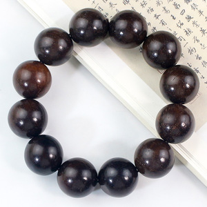 สร้อยข้อมือไม้แอช ลูกปัดกลม 20 มม- 12 ชิ้น เครื่องประดับสไตล์จีนแบบเรียบง่ายสำหรับสวมใส่ทุกวัน - Product Image 3
