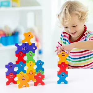 Quebra-cabeça de madeira para crianças de 1 a 3 anos, brinquedos montessori personalizados, empilháveis e equilíbrios, presente para meninos e meninas
