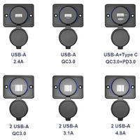 Chargeur de voiture double USB à montage sur panneau en gros QC 3.0 PD3.0 prise 2ports alimentation de téléphone portable 12V 24V chargeur USB pour voiture automobile marine