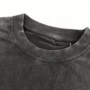 Custom Men's Vintage T-<b>Shirts</b> Acid Washed Distressed Oversized 100% Cotton Regular Fit Luxury Blank Solid Pattern Knitted O-Neck - Product Image 3