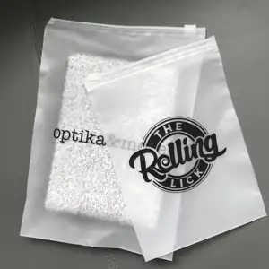 Pe Cpe Pla 사용자 정의 로고 인쇄 매트 젖빛 투명 수영복 의류 포장 지퍼 폐쇄 플라스틱 애 가방