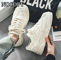 Vente directe usine Nouvelles espadrilles en toile à semelle épaisse, décontractées, à lacets, rehaussantes, motif doodle tendance, toutes saisons