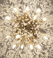 Lámpara de Araña LED Moderna de Lujo con Diseño de Diente de León, Cristal Nórdico, Diseño de Bola de Fuego Estrellada para Hotel, Hogar, Sala de Estar