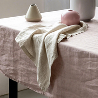 Vente en gros de serviettes de table en lin poussiéreux personnalisées, ensemble de nappes et serviettes en lin pur